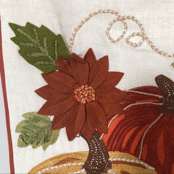 Handmade in India Embroidered Pumpkin Fall Table Runner 72" x 16.5" - Picture 2 of 10